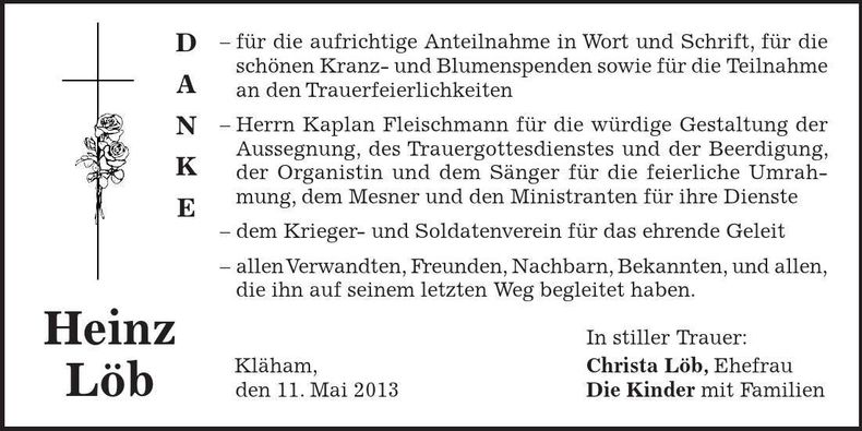 Traueranzeige Heinz Löb