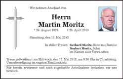 Traueranzeige Martin Moriz