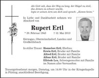 Traueranzeige Rupert Ertl