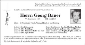 Traueranzeige Georg Bauer