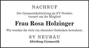 Traueranzeige Rosa Holzinger