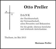Traueranzeige Otto Preller