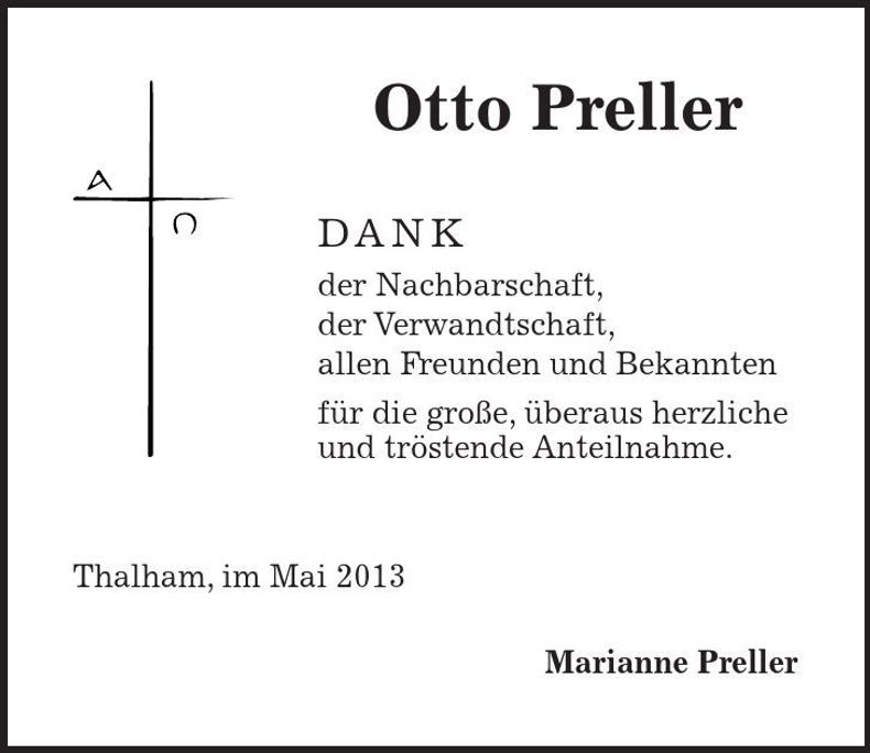 Traueranzeige Otto Preller