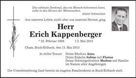 Traueranzeige Erich Kappenberger