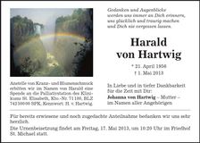 Traueranzeige Harald Von Hartwig
