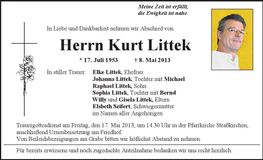 Traueranzeige Kurt Littek