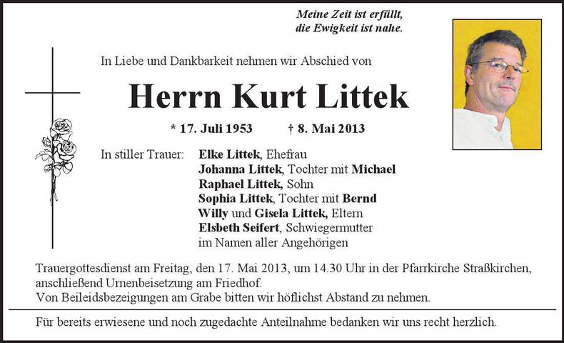 Traueranzeige Kurt Littek