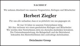 Traueranzeige Herbert Ziegler
