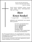Traueranzeige Ernst Senkel