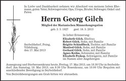 Traueranzeige Georg Gilch