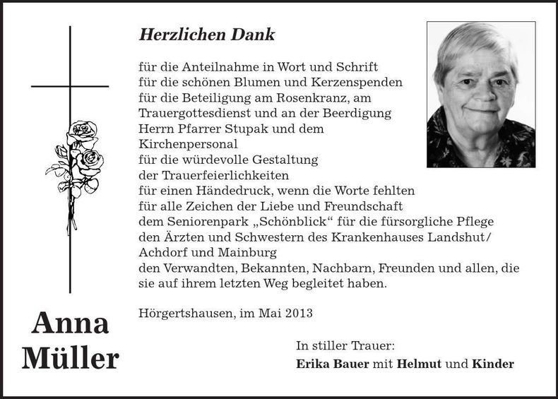 Traueranzeige Anna Müller