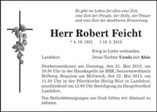 Traueranzeige Robert Feicht