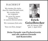 Traueranzeige Erich Geiselbrecher