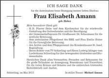 Traueranzeige Elisabeth Amann