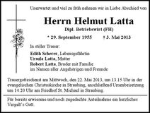 Traueranzeige Helmut Latta