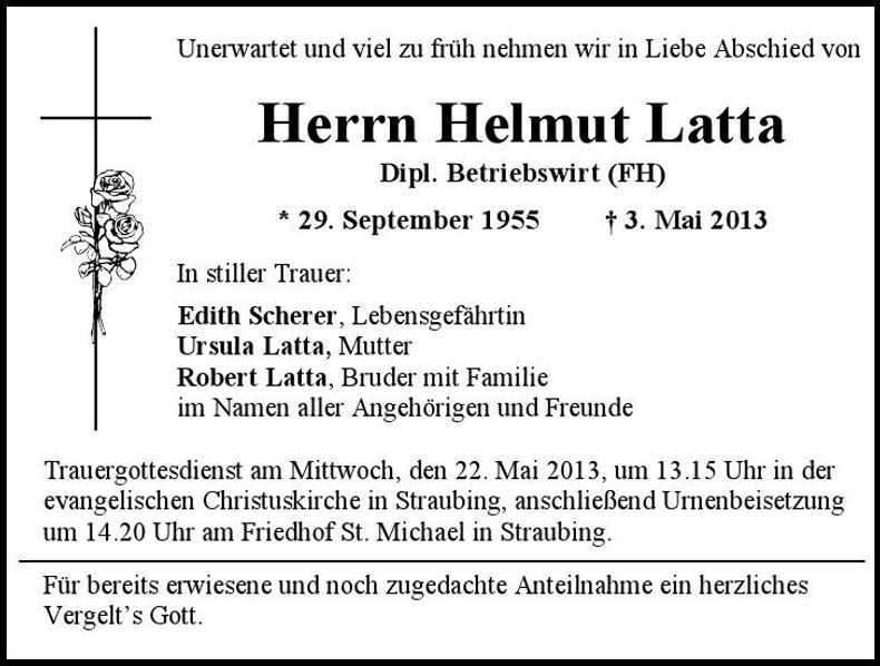 Traueranzeige Helmut Latta