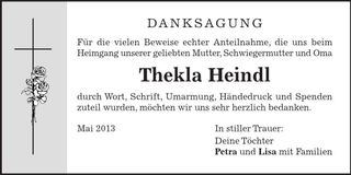 Traueranzeige Thekla Heindl