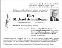 Traueranzeige Michael Schmidbauer