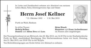 Traueranzeige Josef Kellner