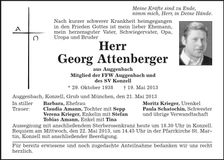 Traueranzeige Georg Attenberger