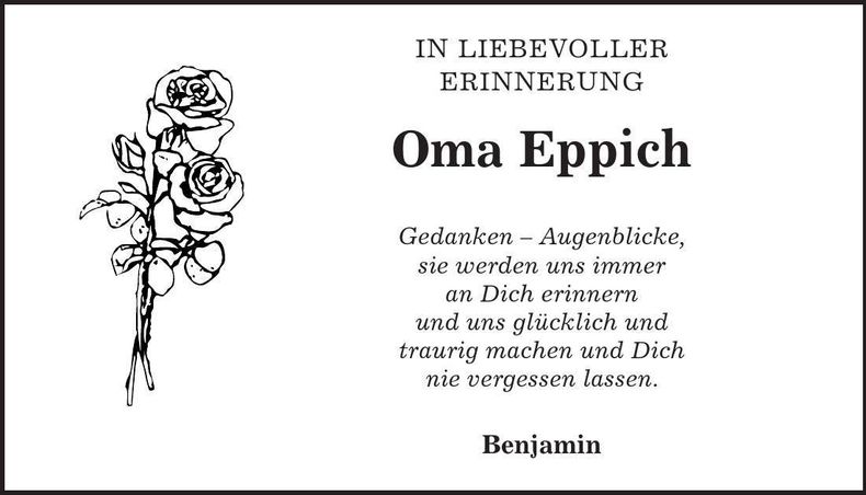 Traueranzeige Margarete Eppich
