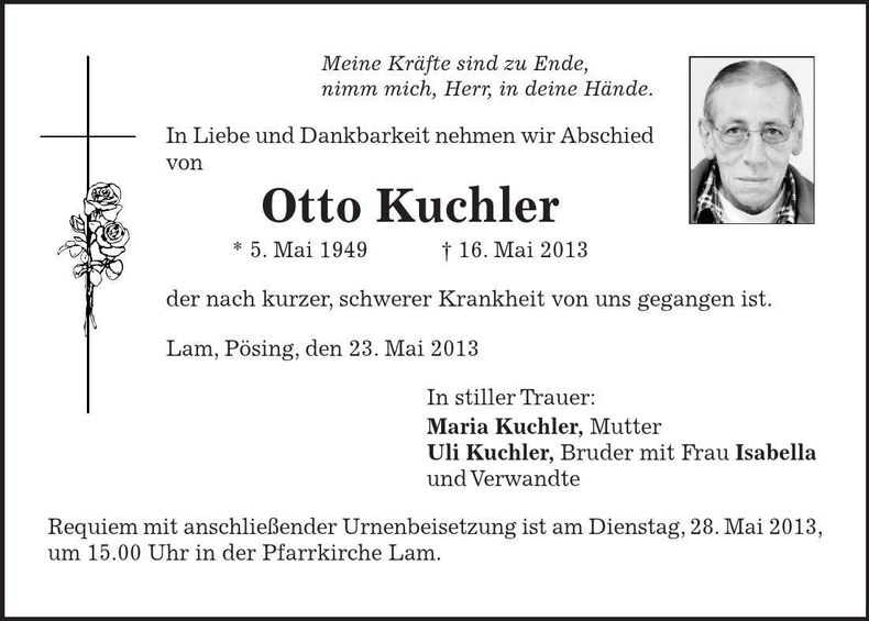 Traueranzeige Otto Kuchler