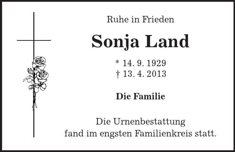 Traueranzeige Sonja Land