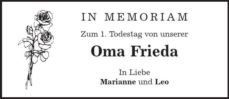 Traueranzeige Frieda Strebinger