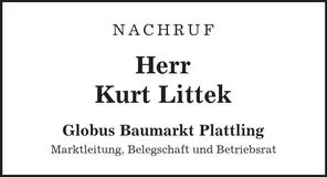 Traueranzeige Kurt Littek