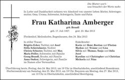 Traueranzeige Katharina Amberger