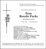 Traueranzeige Rosalie Fuchs