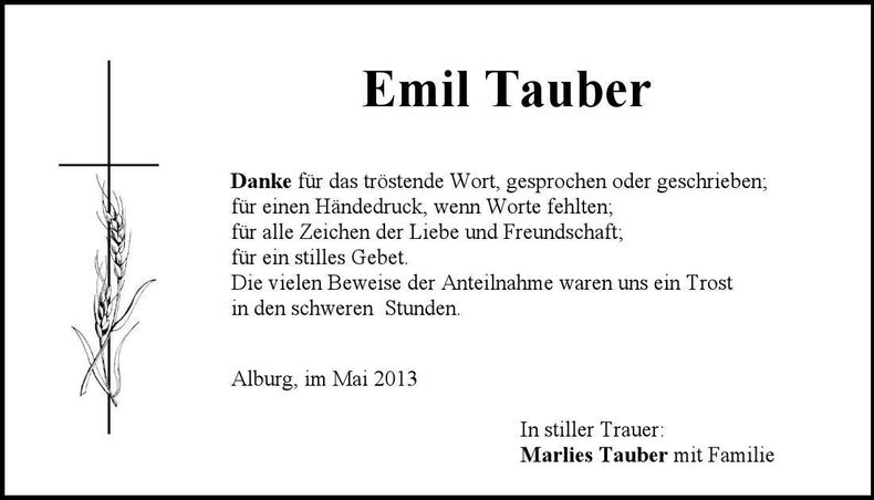 Traueranzeige Emil Tauber