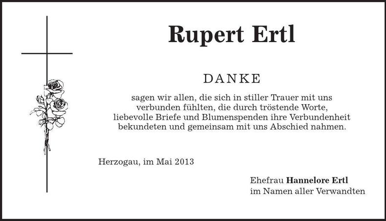 Traueranzeige Rupert Ertl