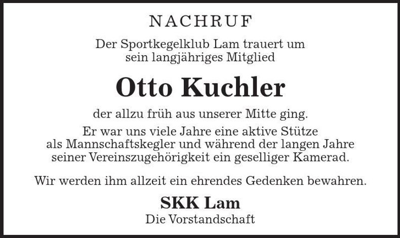 Traueranzeige Otto Kuchler