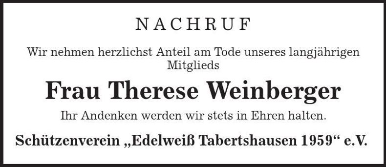 Traueranzeige Therese Weinberger