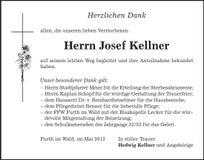 Traueranzeige Josef Kellner