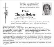 Traueranzeige Theres Holzer
