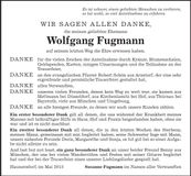 Traueranzeige Wolfgang Fugmann