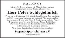 Traueranzeige Peter Schlegelmilch