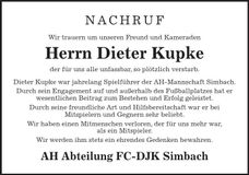Traueranzeige Dieter Kupke