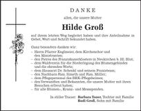 Traueranzeige Hilde Groß