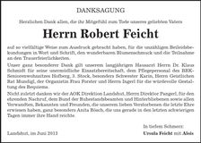 Traueranzeige Robert Feicht