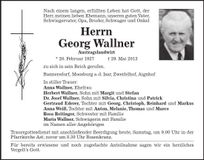 Traueranzeige Georg Wallner
