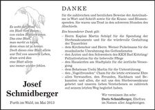 Traueranzeige Josef Schmidberger