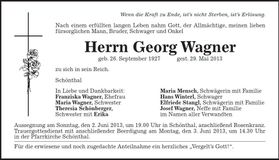 Traueranzeige Georg Wagner