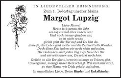 Traueranzeige Margot Lupzig
