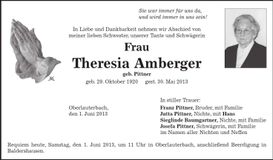Traueranzeige Theresia Amberger