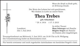 Traueranzeige Thea Trebes