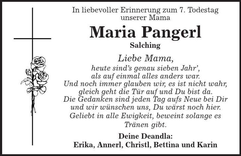 Traueranzeige Maria Pangerl
