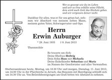 Traueranzeige Erwin Auburger